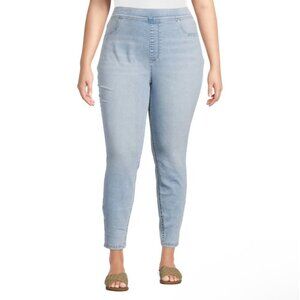 Terra & Sky Womens Plus Size 4X High Rise Skinny Capri Jeggings Light  Blue Wash